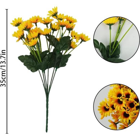 6 Bundles Sunflowers Artificial Flowers Daisy Mums Fake Flowers Outdoor - Picture 6 of 7